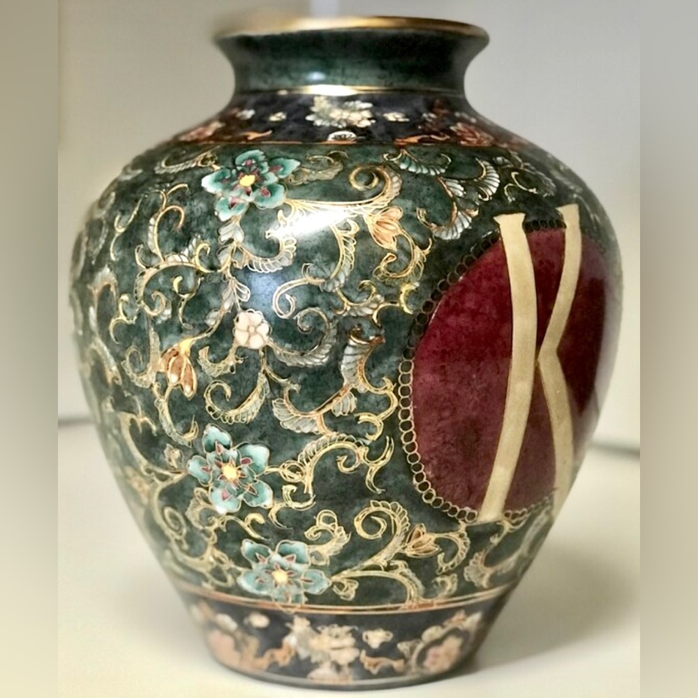 Vintage 1896 to 1996 Hand Painted Porcelain Anniversary KLINGMAN Furniture Vase - Picture 2 of 8
